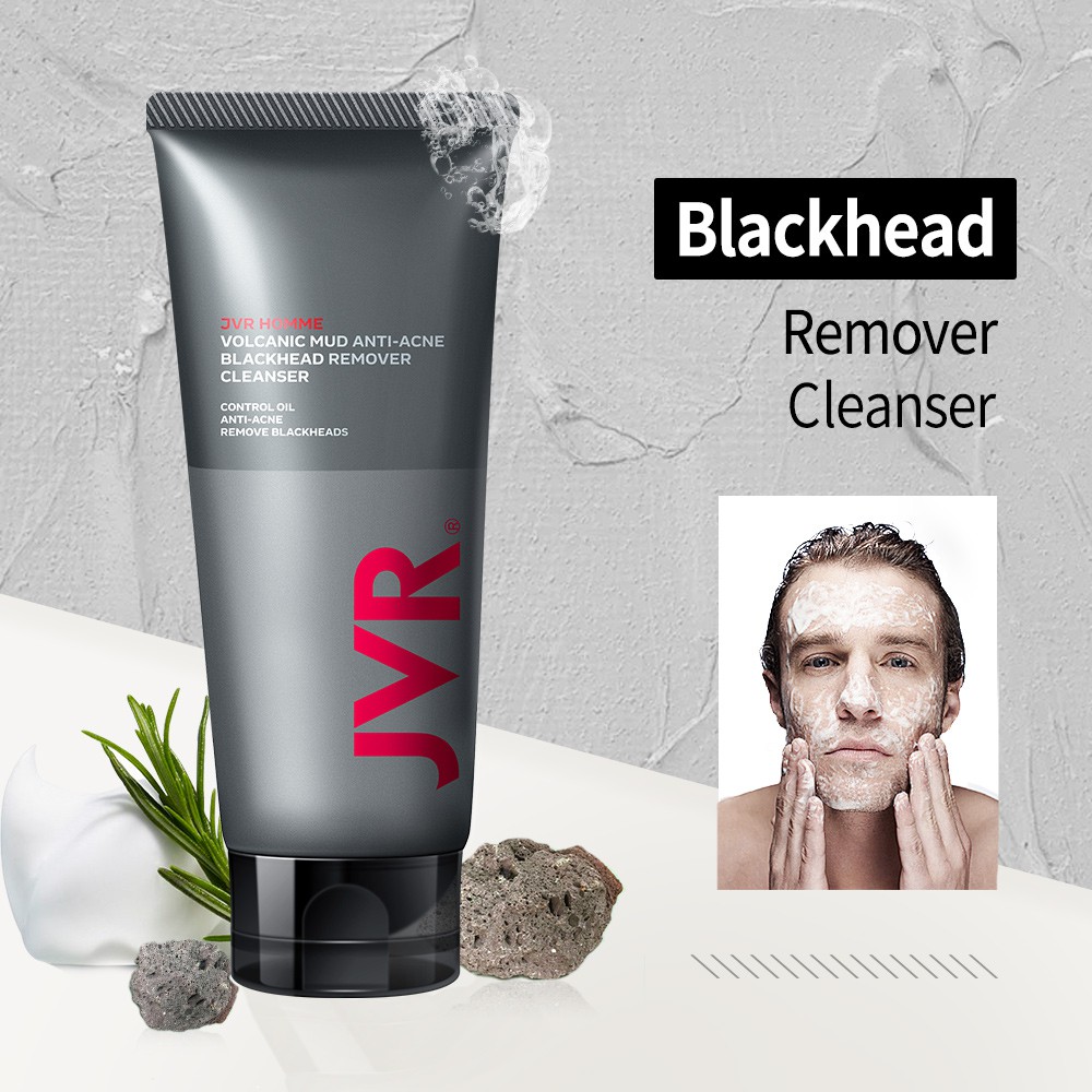JVR Men's Facial Cleanser Blackhead Remover Cleanser Volcanic Mud ...