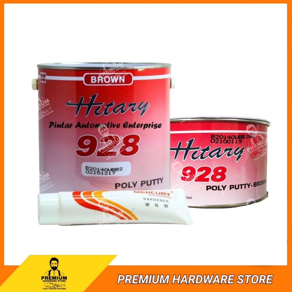MERCURY NISSAN HITARY 928 POLY CAR PUTTY WITH HARDENER 1KG & 4KG (BROWN) / AUTOMOTIVE CAR PUTTY