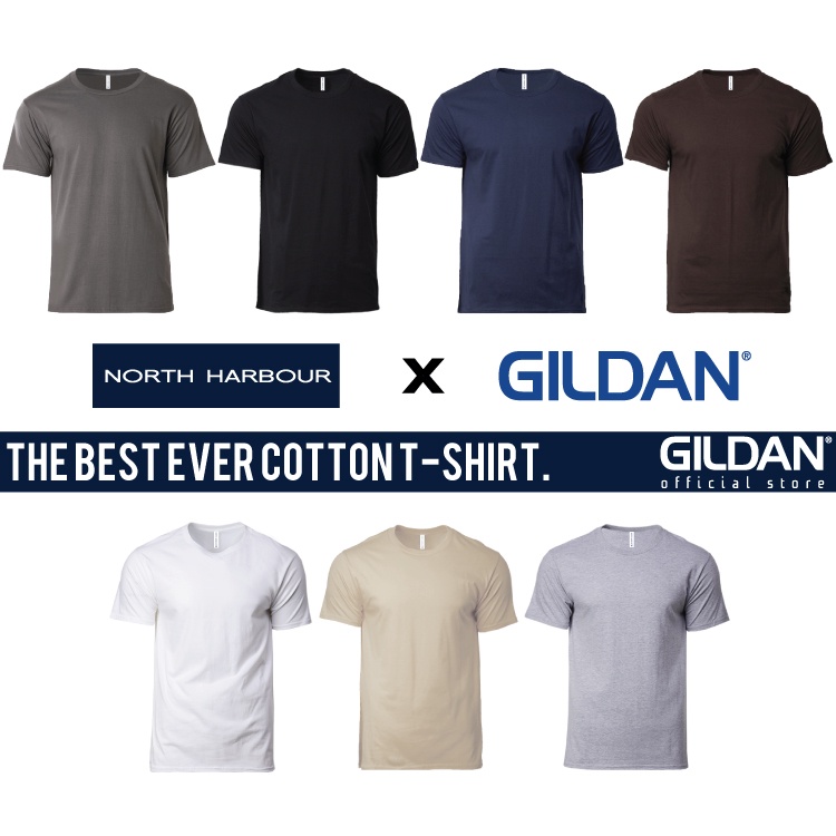 GILDAN x NORTH HARBOUR The Best Ever Cotton T-Shirt Unisex Adult Plain ...
