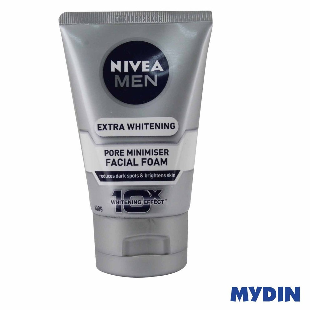NIVEA Mens Extra Whitening Pore Minimiser Facial Foam (100g)