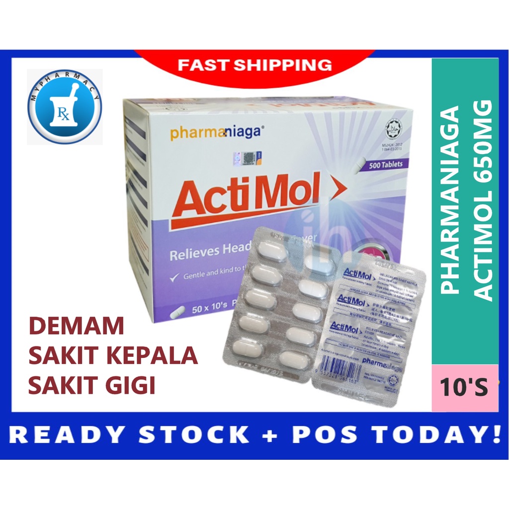 Pharmaniaga Actimol 650mg 10 S Exp 28 02 2025 Generic Panadol Paracetamol Uphamol Fever Pain Demam Shopee Malaysia