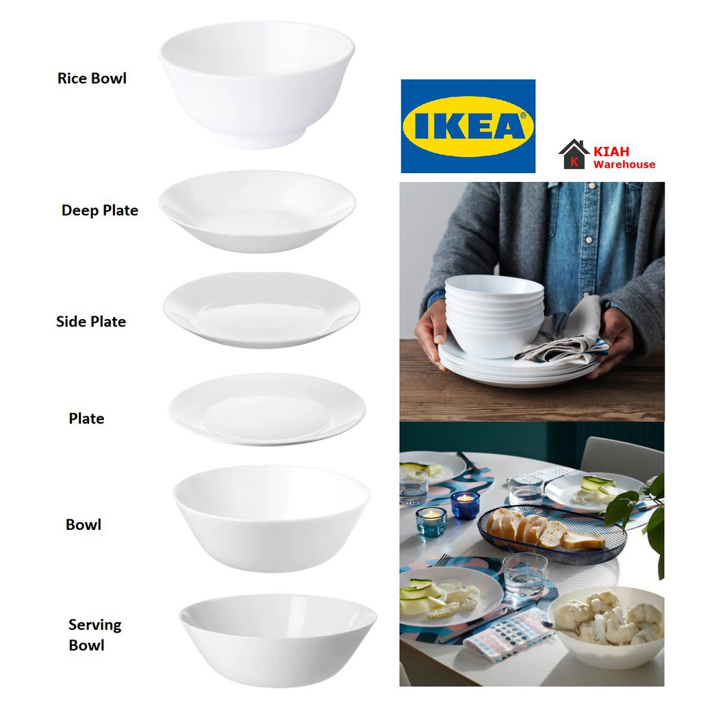 Ikea Plate Bowl Set Oftast Ikea White Plates White Bowls Set Pinggan Putih Ikea Set Mangkuk Ikea Murah Original Shopee Malaysia