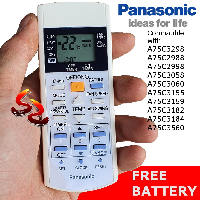 Panasonic air cond remote control aircon E Ionizer PATROL A75C3298