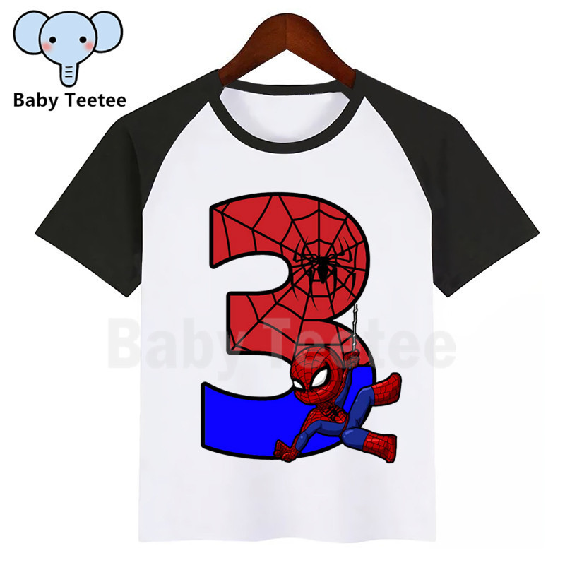 Boy Shirts Cartoon Spiderman Birthday Number T Shirt Kids Superhero Short  Sleeve T-shirt 1-9 Tshirt Children Top Tees | Shopee Malaysia