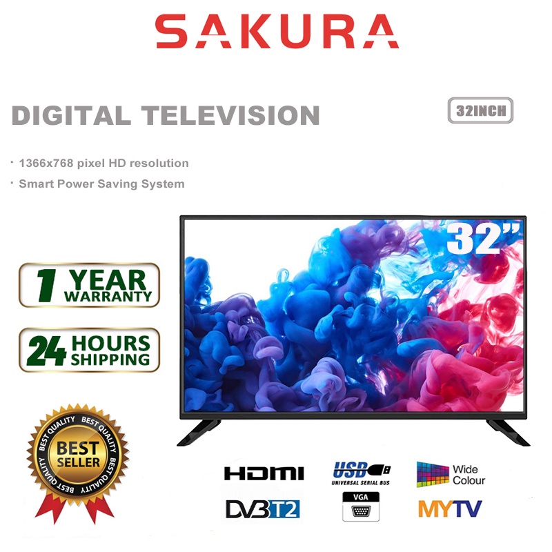 Sakura Digital TV 32 inch HD LED DVBT-2 Built in MYTV