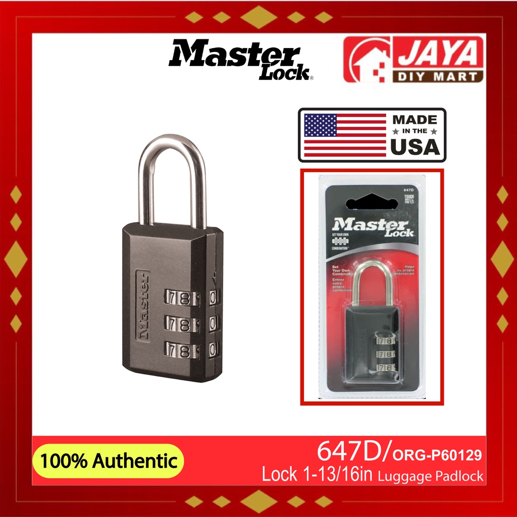 MASTER LOCK 1-13/16IN LUGGAGE LOCK P60129 647D