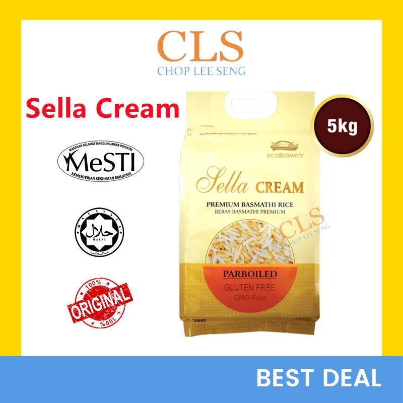 CLS ecoBrown’s Beras Sella Cream Premium Parboiled Rice Basmathi / Brasmathi / Beras Mathi 5KG 100% Original
