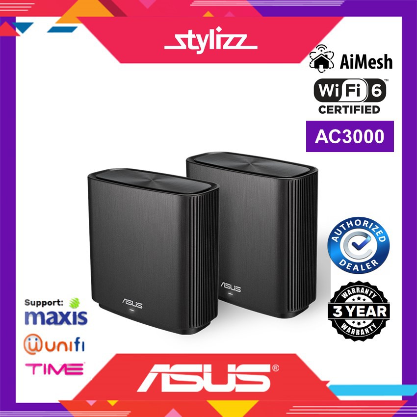 Asus ZenWiFi AC CT8 AC3000 Tri-Band Backhaul 4x Gigabit Mesh WiFi ...