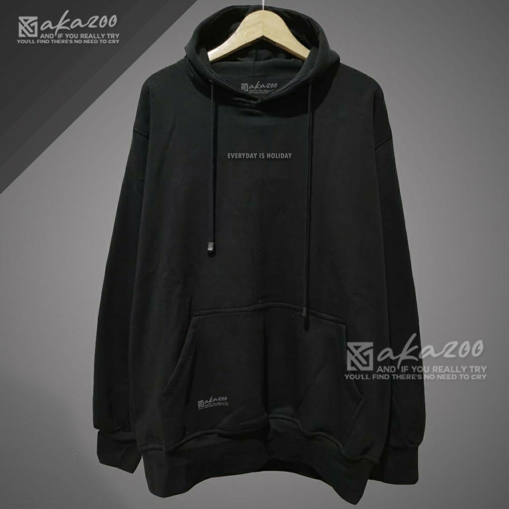 HITAM Hoodie Men distro original brand Black Color everyday is holiday sablon Sweater Cool Boys