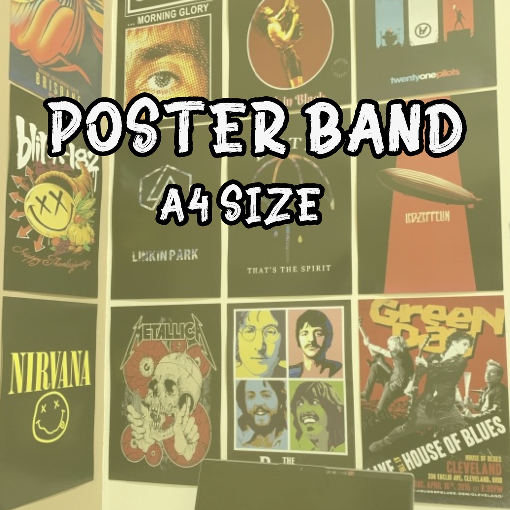 【READY STOCK】Collections Poster Cover Album Band The Beatles, Blink, Oasis, Linkin Park etc A4 size