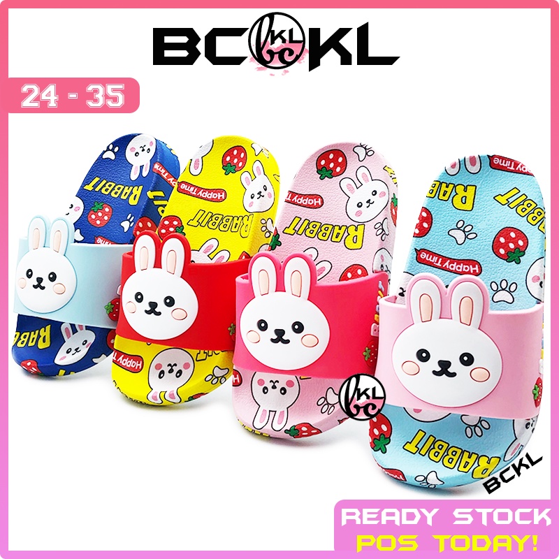 【 BCKL 】Kid's Rabbit Slide Slippers | New Shoes Sandals Girls Boys Pink Purple Twins | Selipar Kasut Budak Perempuan