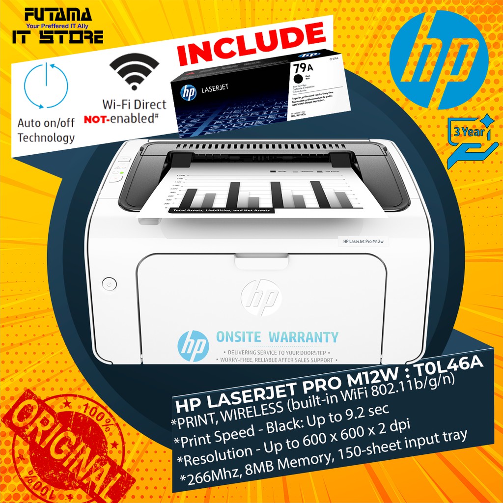 Hp Laserjet Pro M12w Printer T0l46a Shopee Malaysia