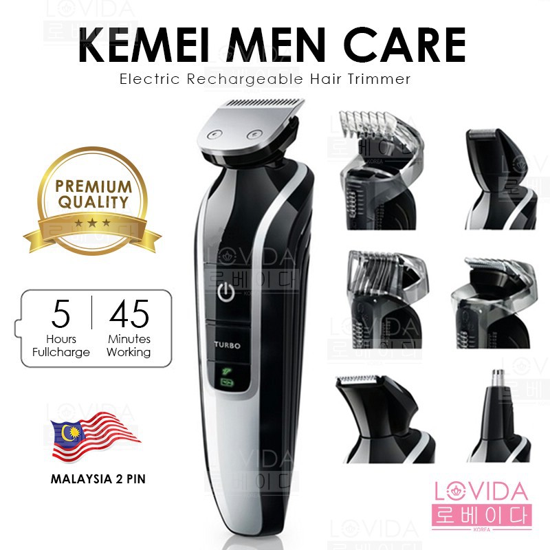 Kemei 6 In 1 Rechargeable Men Grooming Kit Beard Hair Shaver Razor