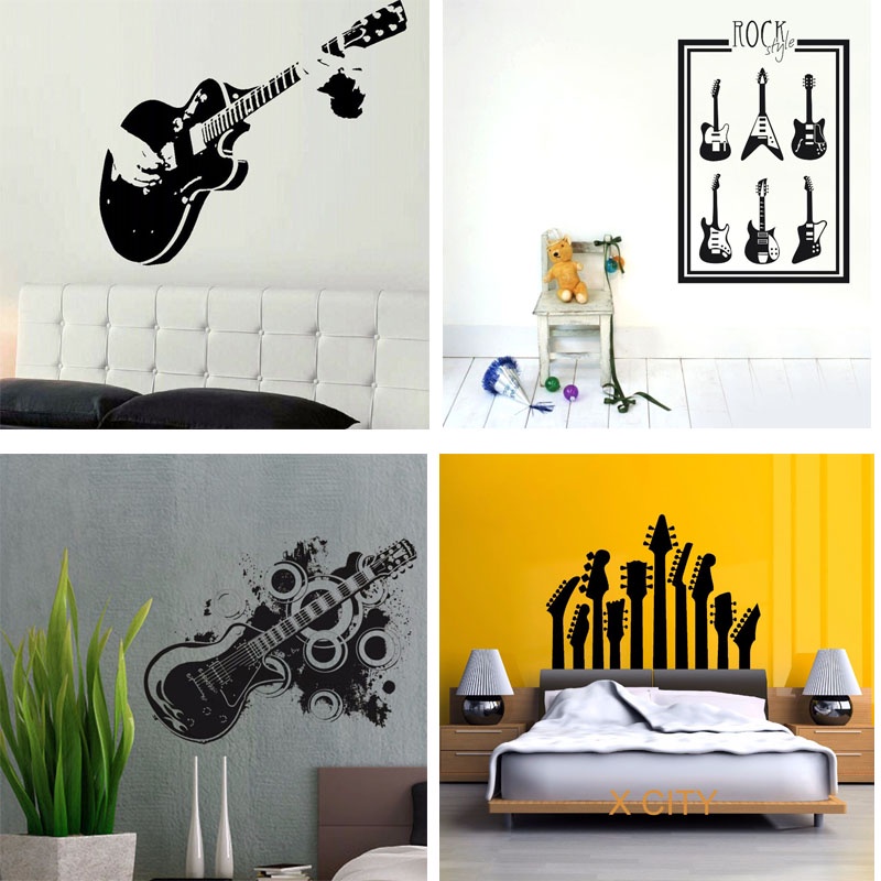 Vinyl Wall Decal Guitar Notes Music Shop Guitarist Musical Instrument