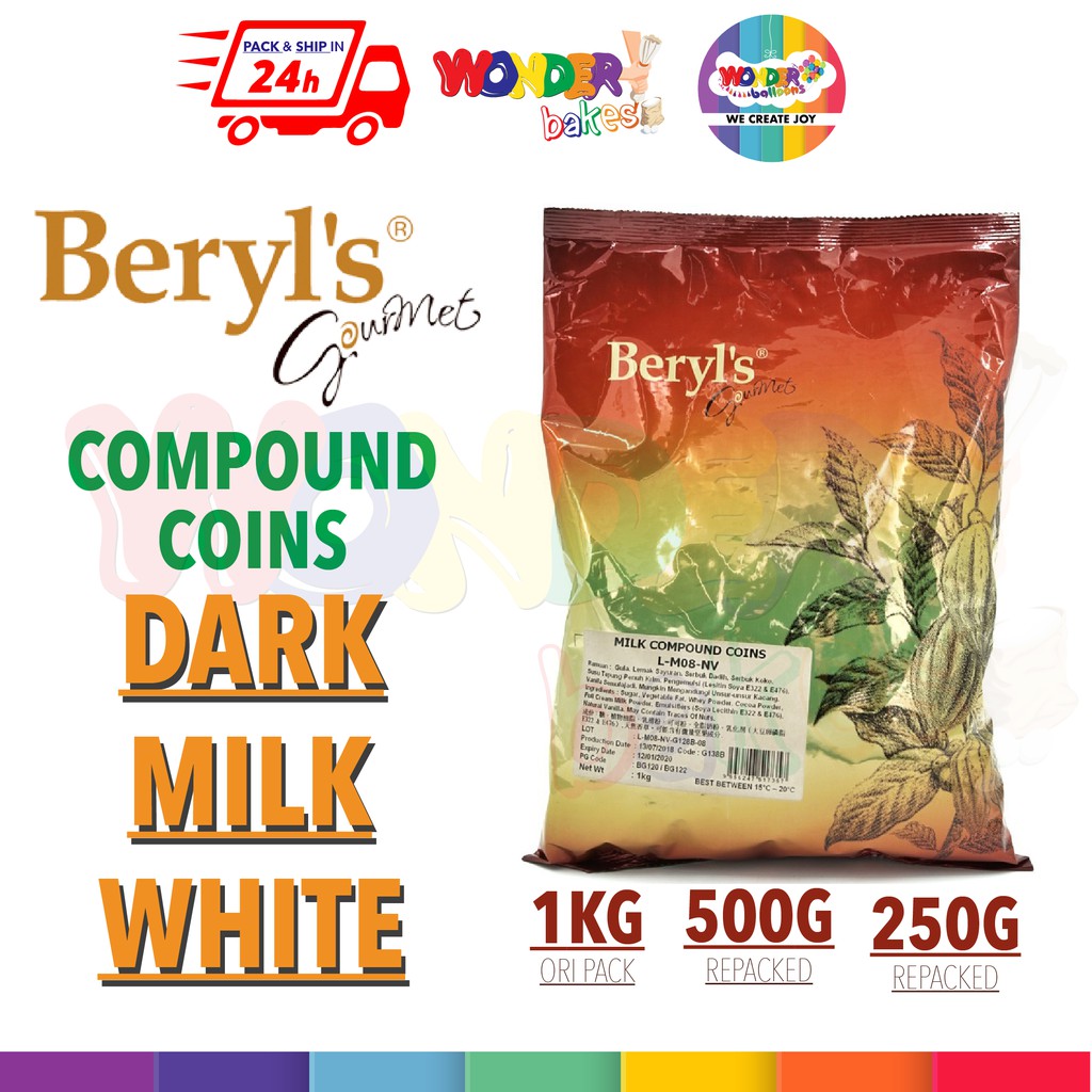 BERYLS Gourmet Chocolate Compound Coins 1kg, 500g, 250g Ship In 24
