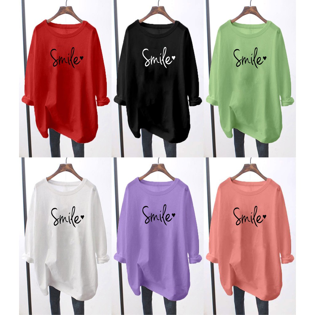 T-shirt Saiz Besar Jenis Lengan Panjang Baju Women's Blouse M-5XL Plus