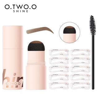 Image of O.TWO.O One Step Eyebrow Stamp Brow Powder with Brush & Shaping Stencil Card Makeup Kit Eyebrow Brush set Eyebrow Shape Eyebrow set Eyebrow Kit