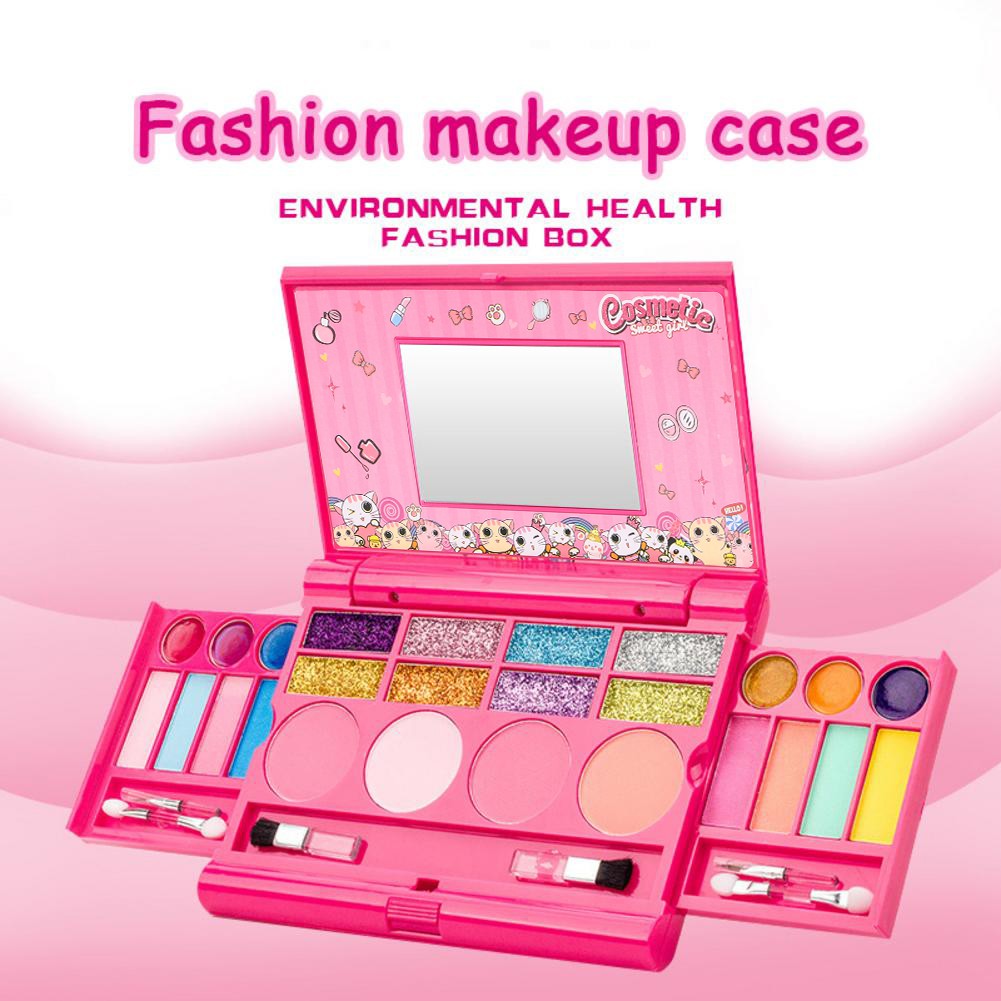 SAFETY TESTED NON TOXIC Princess Girls Makeup Kit, Fold Out Makeup Palette Cosmetics Play Set