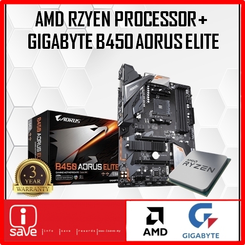 Gigabyte B450 Aorus Elite B450 Am4 Motherboard Amd Ryzen Athlon Ryzen 3 Ryzen 5 Ryzen 7 Cpu Combo Promo Shopee Malaysia