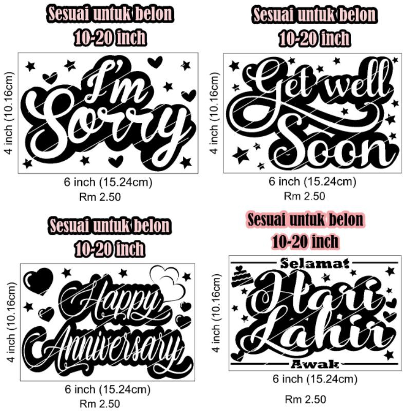 Buy Sticker Belon Murah I M Sorry Get Well Soon Happy Anniversary Selamat Hari Lahir Seetracker Malaysia