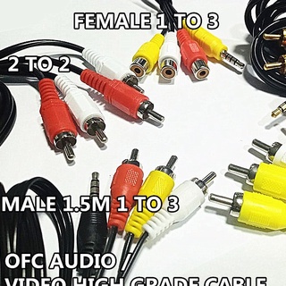 ALL IN 1 RCA GOLD PLATED TV / DVD / AUDIO / VIDEO HIGH GRADE CABLE 1.5M / 3M / 5M  SUPPORT AV 3 COLOUR WAYAR 3个颜色电视电线音频