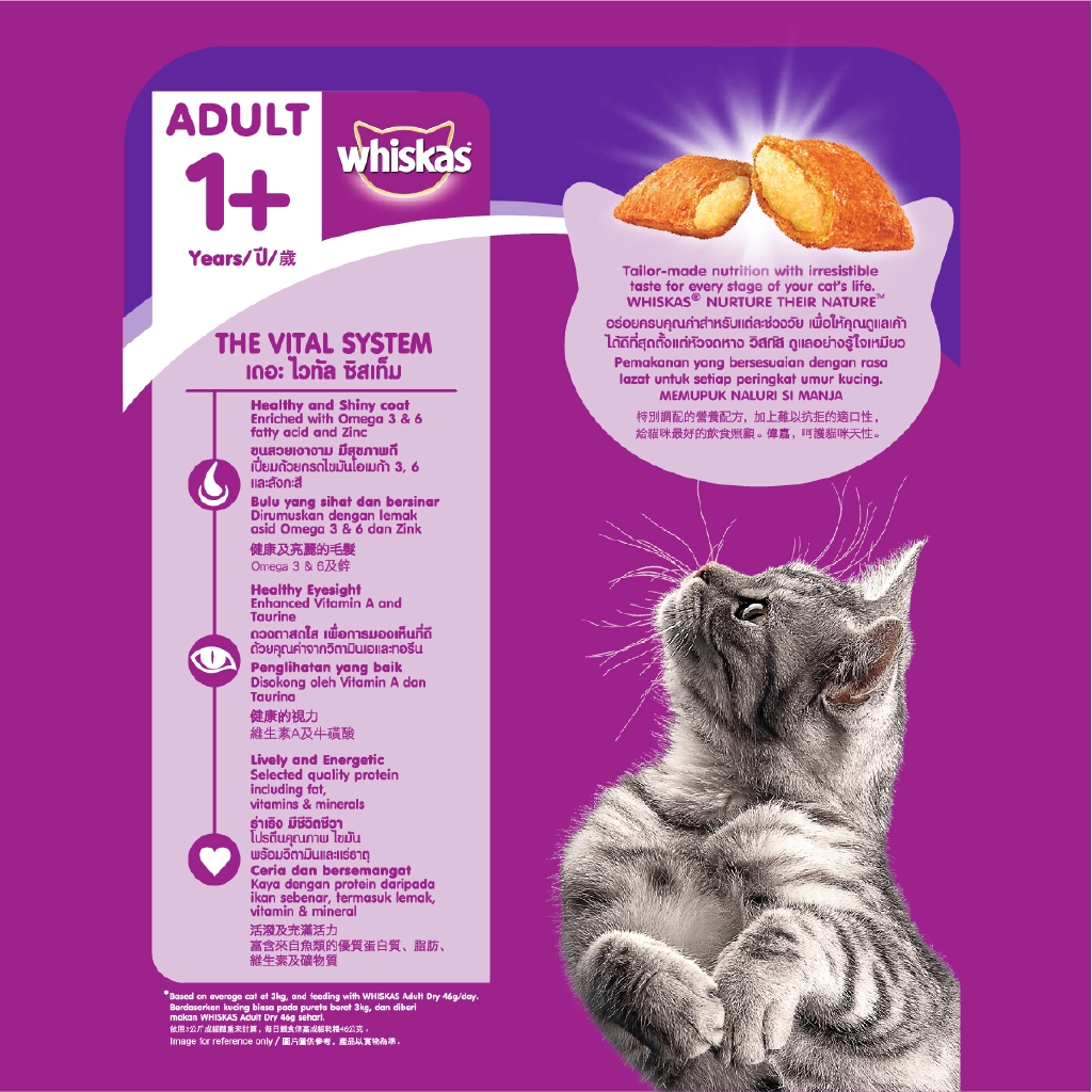 Whiskas Dry Cat Food Adult 1 Mackerel 3kg Cat Dry Food Shopee