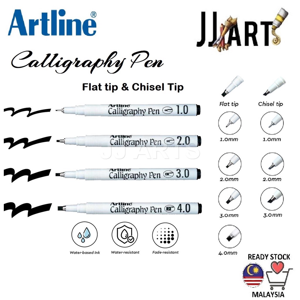 Artline Calligraphy Pen - Flat / Chisel Tip - Calligraphy or Jawi ...