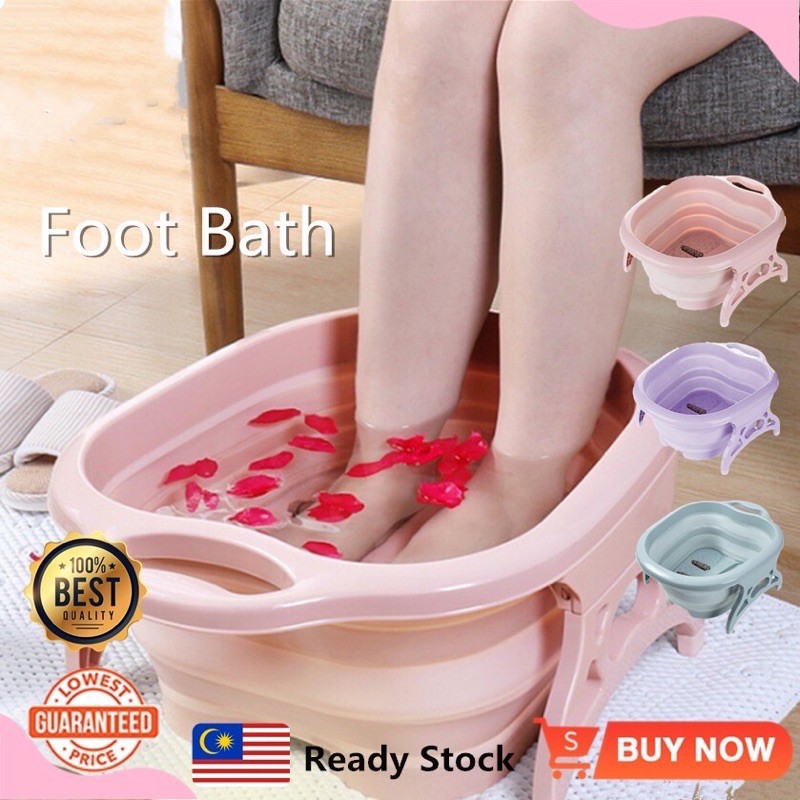 Use Voucher Off Rm5 🎁foldable Foot Bath Foot Spa Soak Massage Bucket Home Travel Basin Healthy 5046