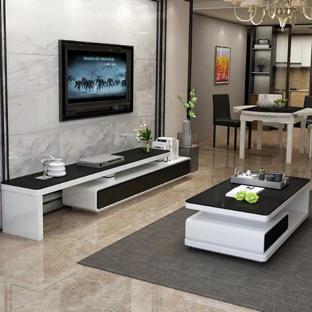 Modern Minimalist Living Room Furniture Coffee Table Tv Cabinet Combination Shopee Malaysia