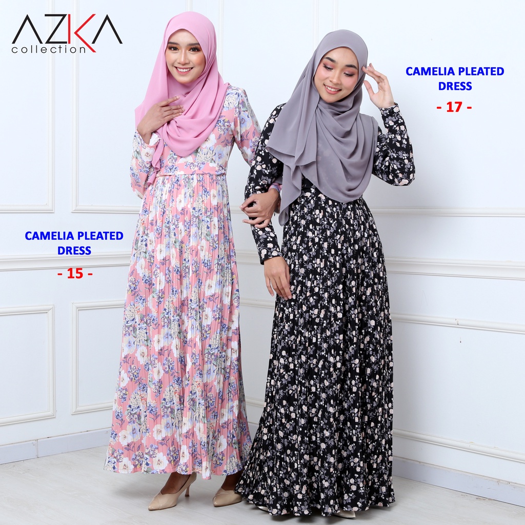 DRESS RAYA - CAMELIA PLEATED dress yang Gojes + Trendy + Patuh Syariah by Azka Collection