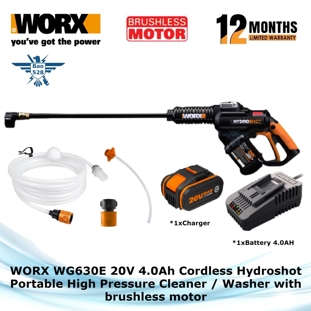 WORX WG630E 20V 4.0Ah Cordless Hydroshot Portable High Pressure Cleaner