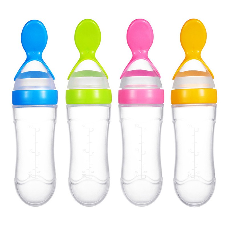 Baby Training Silicone Bottle Squeeze Spoon Baby Silicone Squeeze