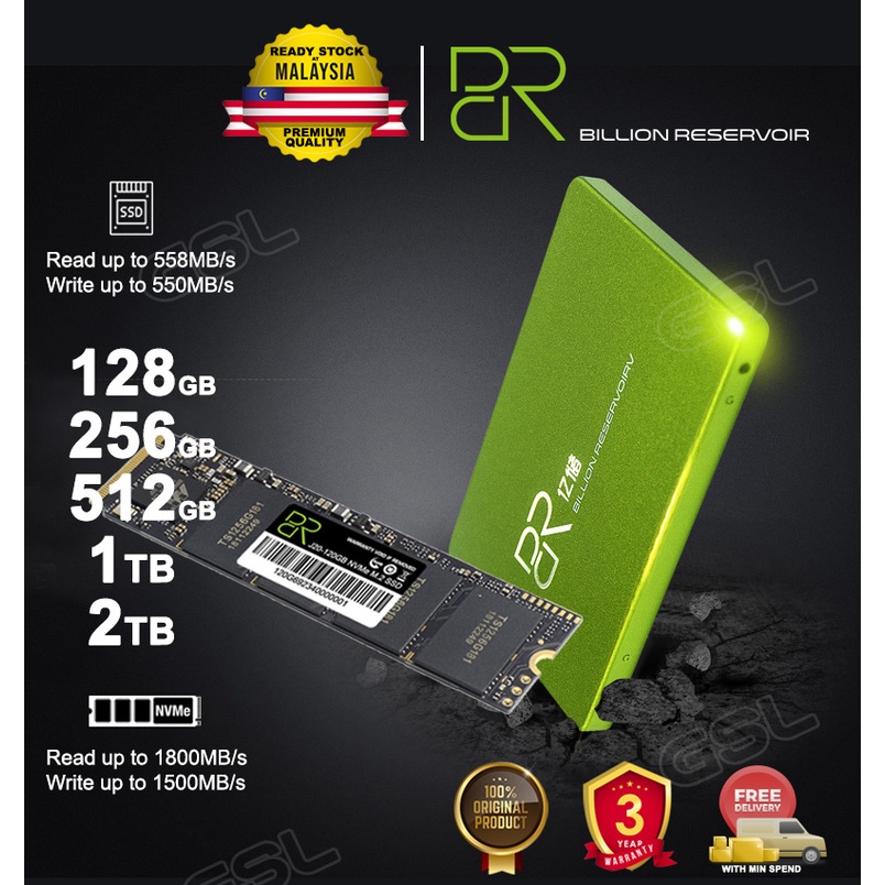 BR SSD J11 (256GB/512GB/1TB/2TB) SATA3 2.5"/ J20 M.2 2280 NVMe 3D NAND (M.2 M Key) Internal SSD Billion