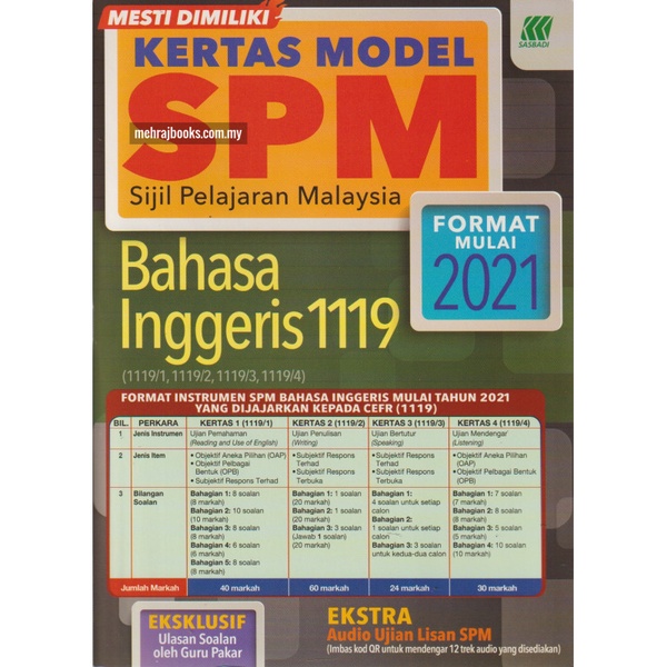 Kertas Model SPM Bahasa Inggeris 1119  Shopee Malaysia