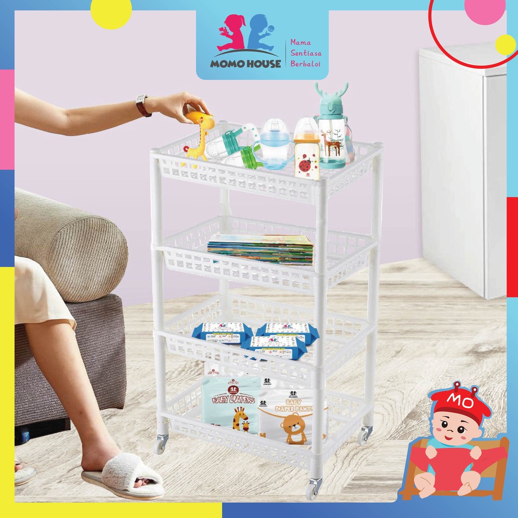 Multipurpose Stackable 4 Tier White Storage Rack Baby Kid Toy Storage