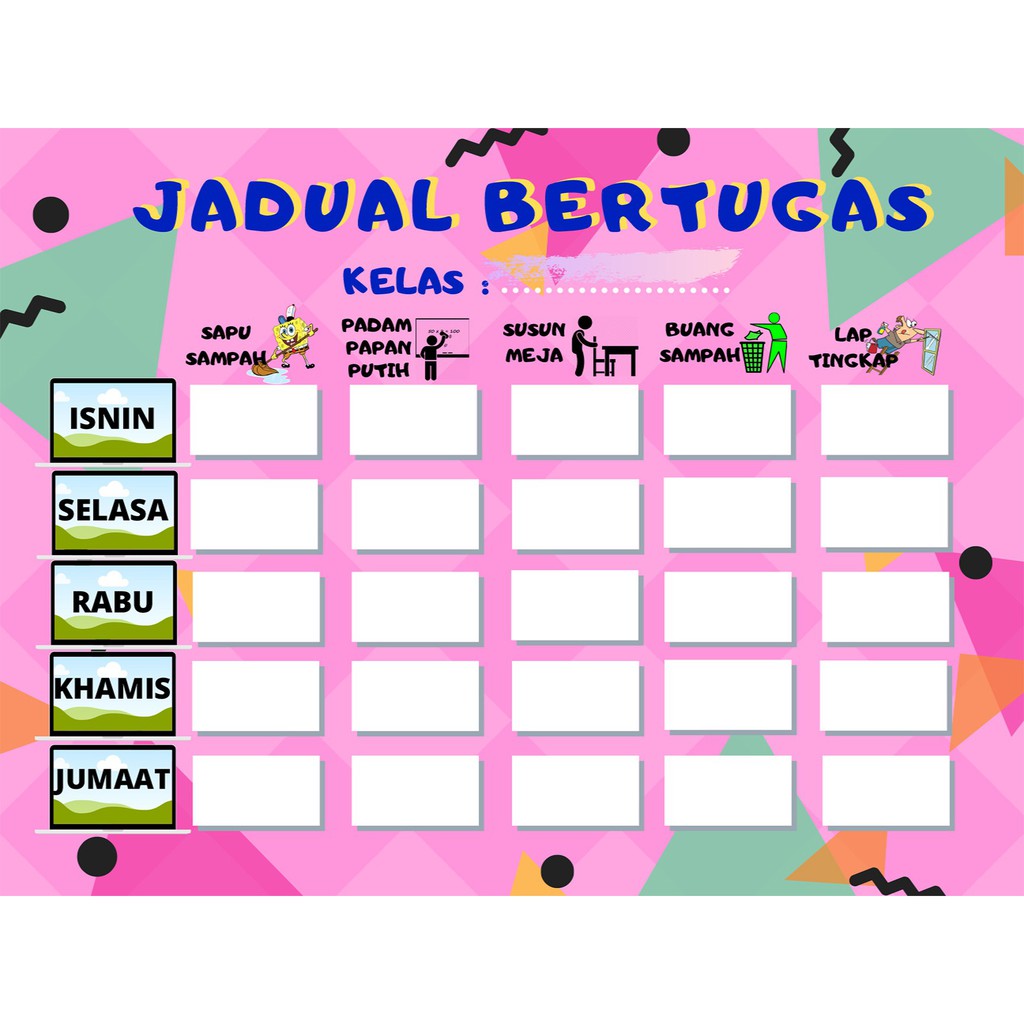 Jadual Bertugas Carta Organisasi Parking Lot Set Keceriaan Kelas