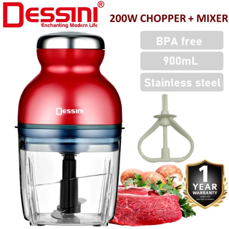 DESSINI 2 IN1 Mini Chopper Blender Electric Mixer Capsule Cutter