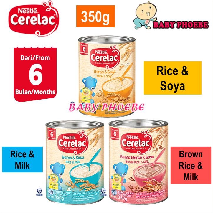 Nestle Baby Cerelac 350g (1 Tin) Rice & Milk/Rice & Soya/Brown Rice