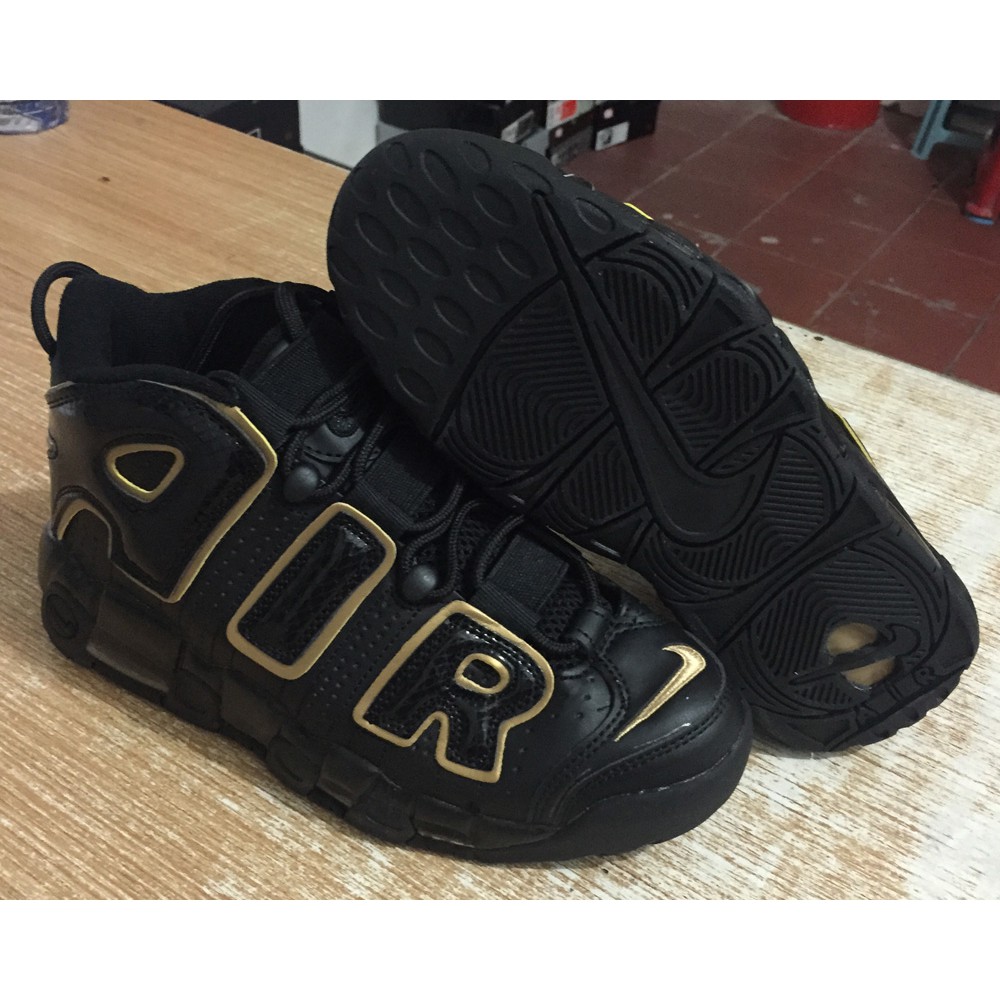 nike air uptempo black and gold