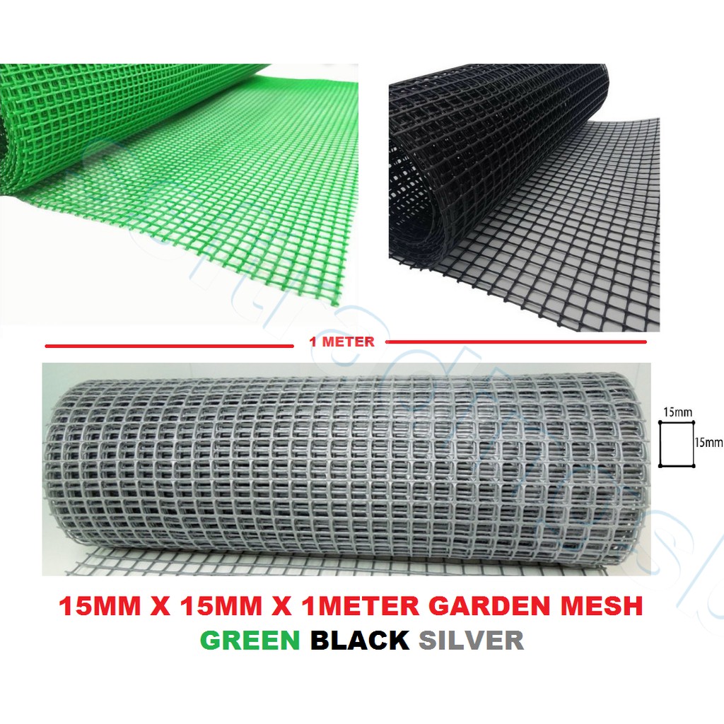 GARDEN MESH / PVC NETTING / 15MM X 15MM X 1M (HEIGHT) / 6MM X 6MM X 1M