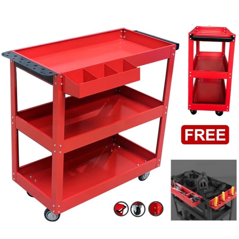Tool Trolley 120KG Barang Garaj Bengkel Tools Shelf Storage/3 TIER
