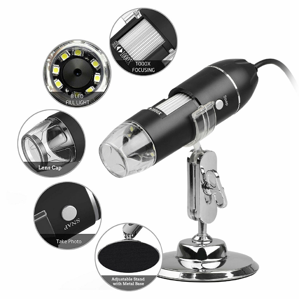 1600X 8 LED USB Zoom 3 In1 Digital Microscope Handheld Biological USB 