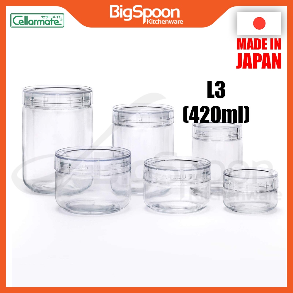 [JAPAN] CELLARMATE Stackable Food Organizer Storage Container Thick Clear Glass Jar with Lid/Bekas Kuih Raya/Balang Kaca