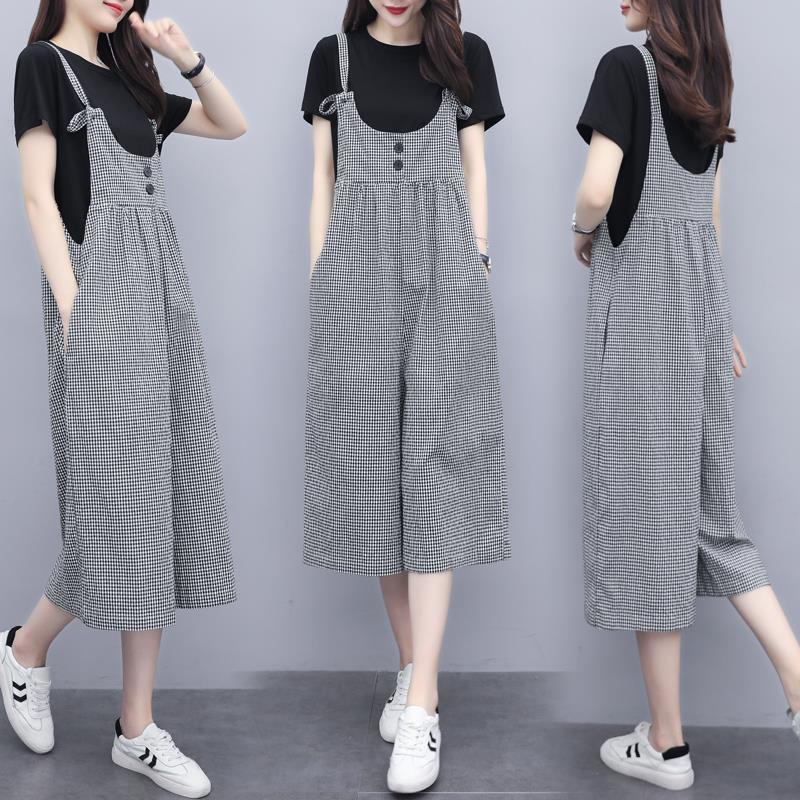 Fashion Overalls Women's Suit Korean Style Plus Size Loose Jumpsuit 时尚背带裤女韩版宽松阔腿裤连体裤大码吊带裤