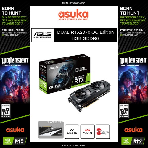 ASUS DUAL RTX 2070 OC Edition 8GB GDDR6 Gaming Graphic Card | RTX2070 | DUAL-RTX2070-O8G