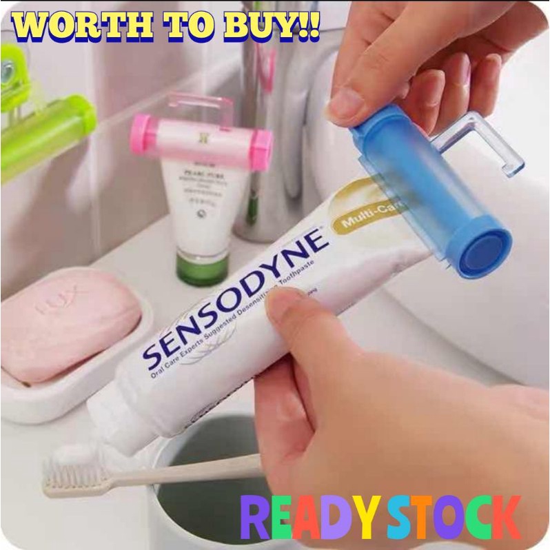 Premium Essential roller lipat picit ubat gigi jimat tak membazir Toothpaste Dispenser Tube Partner Sucker Hanging St... - Image 4
