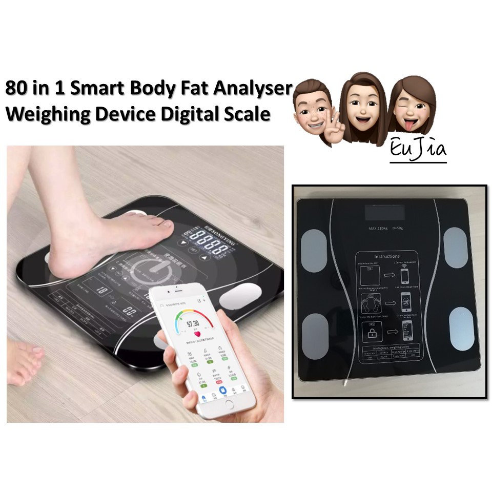 Ready Stock 80 in 1 Smart Body Fat Analyzer Weighing Device Digital