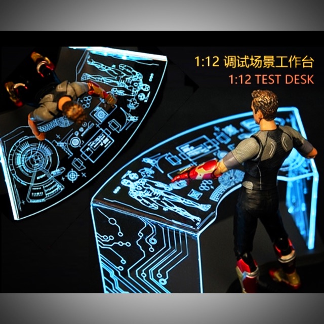 Iron Man Tony Stark Acrylic Workbench Workshop Diorama Led Lights