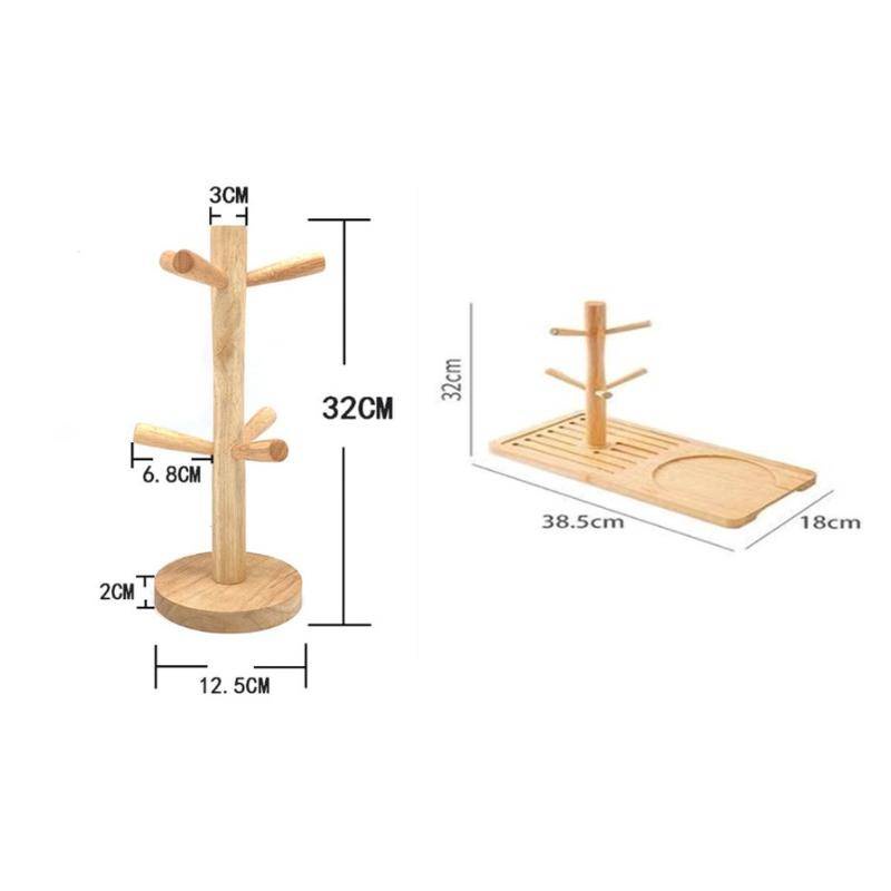 Wooden Mug Cup Holder Kitchen Rack Tea Coffee Tray