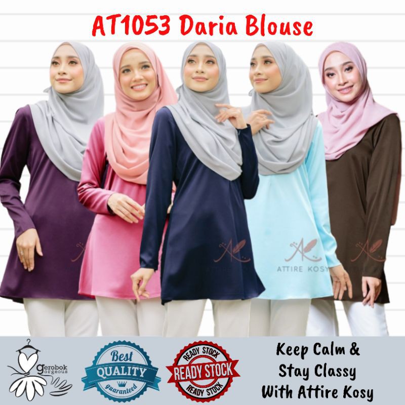 Daria Plussizes Plain Blouse Nursing and Wudhuk Friendly Simple Casual Blouse Muslimah AT1053 Part 2 (XS-10XL) [AK-B]